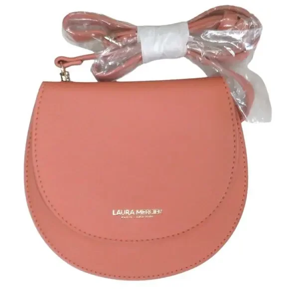 Laura Mercier Coral Pink Purse Crossbody Makeup Bag 6'' x 7'' NWT - Picture 1 of 11